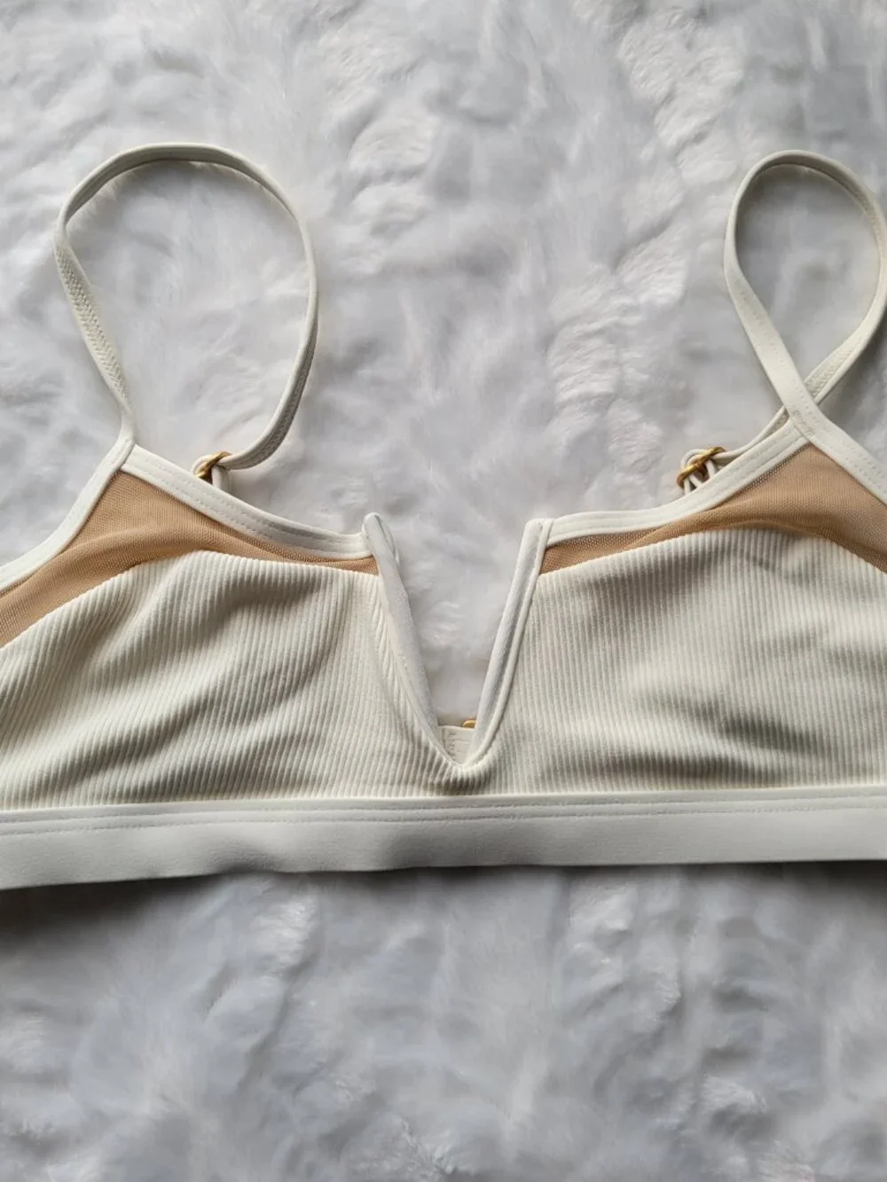 L*Space Bikini Top Women's XS Swim Ivory Sadie Adjustable Straps Swimwear NWT